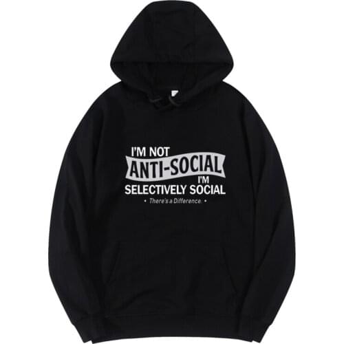 I am not anti-social letter pure cotton hoodies women oversized sweatshirts pullovers streetwear hoodie women clothes harajuku
