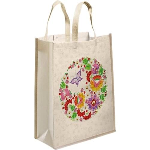066F 5D DIY Resin Painting Tote Bag Reusable Grocery Bags Fashionable Shopping Daily Organization Art Handbag