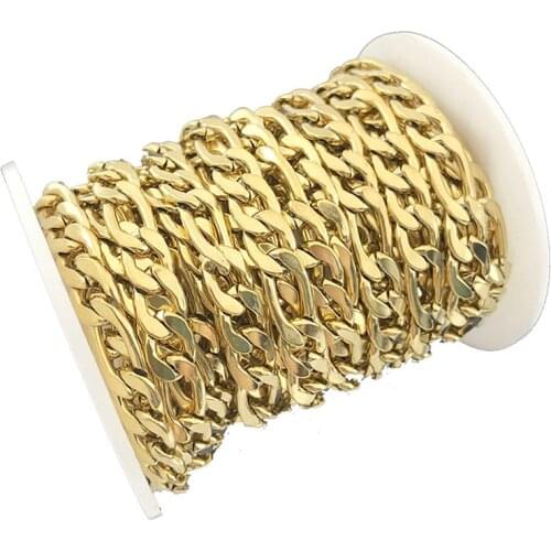 1Meter 7mm Width Heavy Gold Cuban NK 3:1 Chains Stainless Steel Figaro Mill Chain for DIY Handmade Necklace Bracelet Making