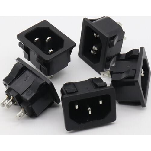 10pcs/lot AC power socket C14 Inlet Power Socket Connector Plug Industrial socket Plug IEC320 C14 3Pin Panel Power Inlet Socket