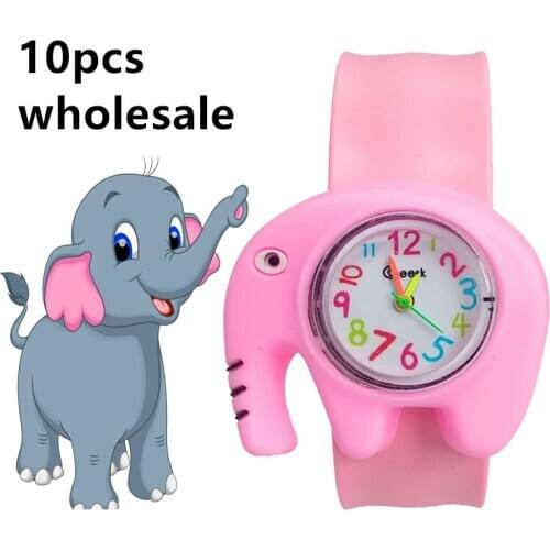 10pcs Wholesale 3D Elephant Cartoon Children Watch Rubber Electronic Kids Watches for Boys Students Girls Baby Gift Clock Reloj