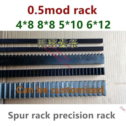 2pcs 0.5 mod 500mm rack spur rack precision rack 4*8 8*8 5*10 6*12 steel rack copper rack 0.5mod gear 20teeth width 10mm