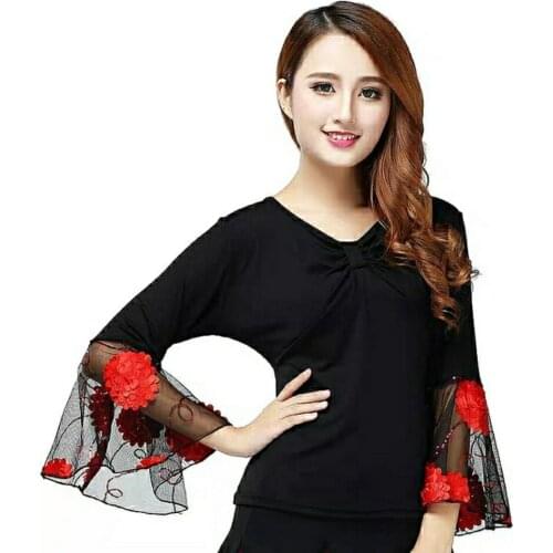 2020 Ballroom Dance Costume Tops Flamenco Blouses Standard Modern Outfits Waltz Latin Salsa Rumba Dancewear Tops Long Sleeves