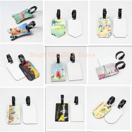 25pcs/lot Blank Sublimation MDF wooden luggage tags with punch hole transfer custom luggage tag DIY consumables both sides Print