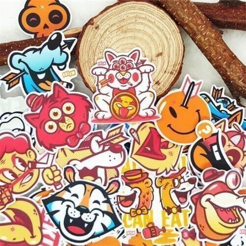 30 pcs Mixed Fashionable animal Waterproof laptap stickers for Home decor on laptop decal fridge skateboard doodle toy sticker