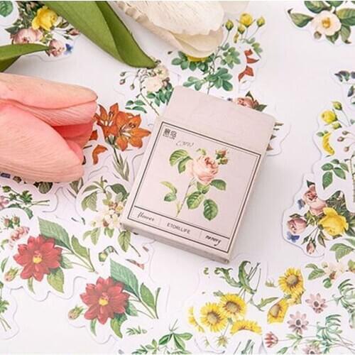 30packs Retro Paper Stationery Sticker Plant Decoration Stickers Planner Scrapbooking Stationery