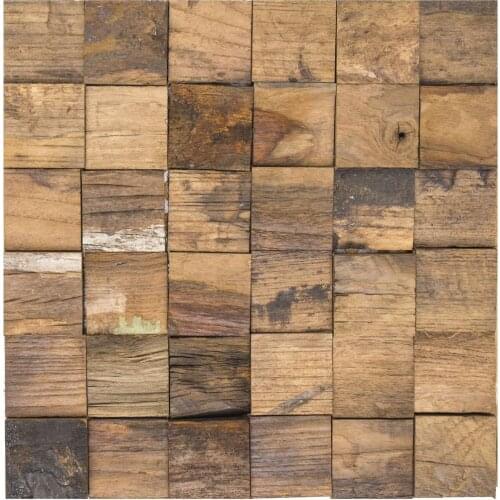 Natural ship wood 3D ancient old boat wooden mosaic tiles wall decoration materials HMWM1034 for backsplash kitchen wall