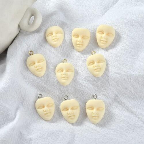Vintage style 40pcs/lot cartoon human face shape resin flatback beads diy jewelry earring/garment accessory