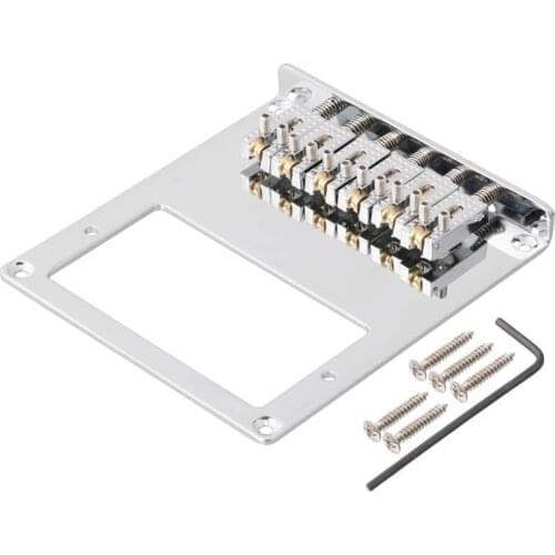 6 Roller Saddle 6 String Humbucker Guitar Bridge for Tele Telecaster Guitar (Chrome)
