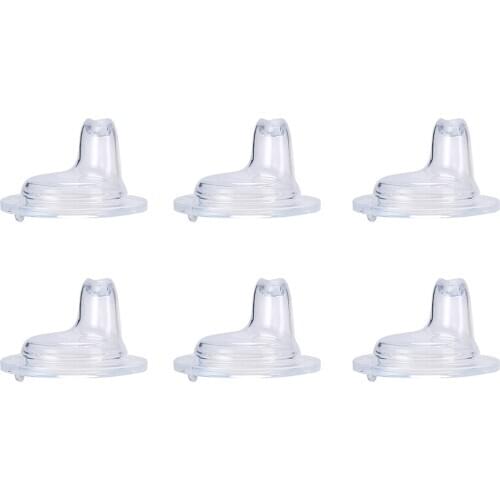 6pcs For Sippy Cup Transparent No Spill Replacement Feeding Anti Flatulence Soft Silicone Durable Baby Tasteless Spout Set