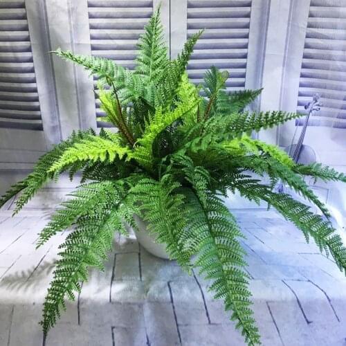 60CM 13Fork Artificial Palm Leaf Bunch Plastic Plants Wall Material Green Fake Monstera Hotel Office Christmas Home Decor Props