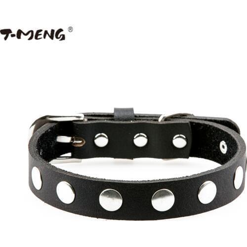 T-MENG Brand Pet Products Genuine Leather Dog Collar For Puppy Small Soft Neck Strap Dogs Accessories
