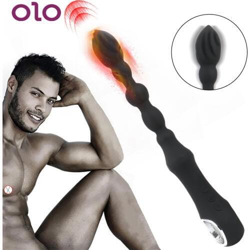 OLO Anal Sex Toys for Men Women Heating Anal Vibrator Anal Plug Anal Long Beads Prostate Massager Butt Plug for Beginner