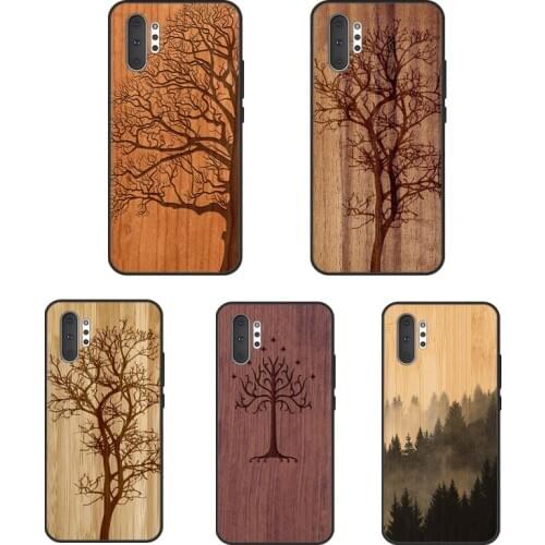Tree Flower Bamboo Wood For Samsung S8 S9 S10 S20 Plus Case For Galaxy Note 20 Ultra Note 9 8 10 Plus Coque