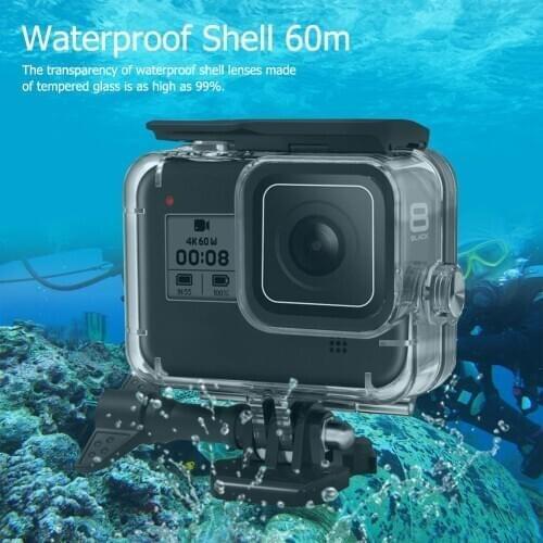 60m Underwater Protective Shell Waterproof Case Cover for GoPro Hero 8 Black Meet the User Snorkeling Deep Dive Swimming