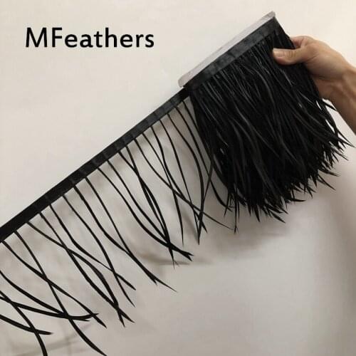 Black Goose Trims 15-20cm 6-8inches width Goose Biot Feather Fringes For Carnival Wedding Christmas Party Decorations Accessorys