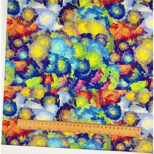 Color flower oil painting vortex Cotton Fabric Sewing Quilting Patchwork Needlework Handmade DIY Skirt clothing tablecloth