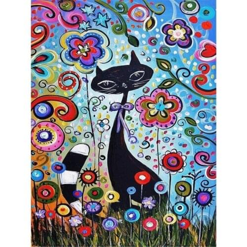 Diy 5D Diamond Painting Flower Cat Diamond Cross Stitch Full Rhinestone Mosaic Picture Home Decoration Handicraft Hobby