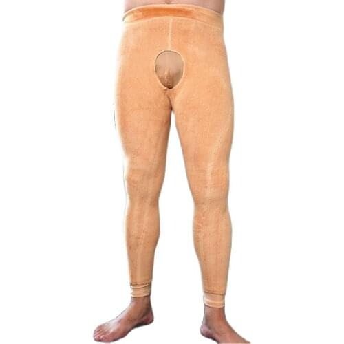 260G Fleece Warm Convex Pouch Pencil Pants Winter Mens Leggings Thermal Trousers Pantalon Spodnie Pyjama Fitness Sexy Lingerie