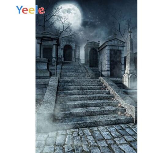 Halloween Backdrop House Tombstone Ladder Moon Newborn Baby Shower Photography Background For Photo Studio Photocall Photophone