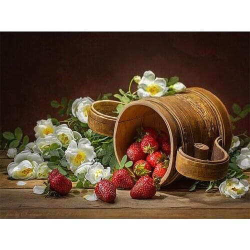 Fruit Strawberry DIY 11CT Cross Stitch Embroidery Kits Needlework Craft Set Printed Canvas Cotton Thread Home Room