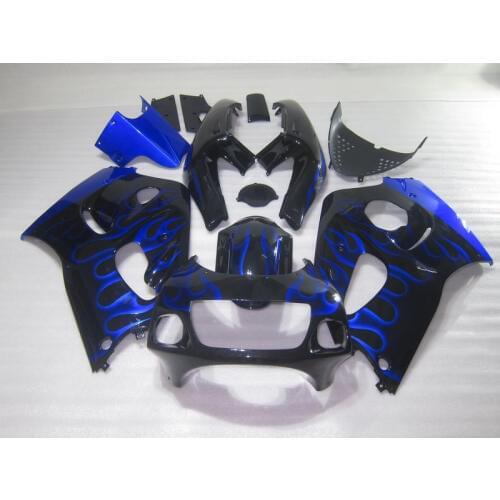 Hot sale fairing kit for Suzuki GSXR750 1996-2000 blue flames black fairings set GSXR 600 96 97 98 99 00 OT01