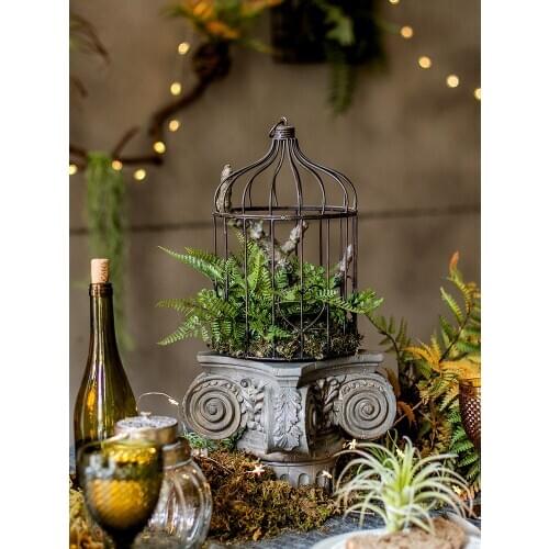 Garden Fake Flowers Lifelike Plant Simulation Ferns Artificial Plants in Cage