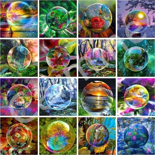 Glass Ball Rhinestone Picture DIY 5D Diamond Painting Cross Stitch Mosaic Wall Sticker Full Round&Square Drill Home Decoration