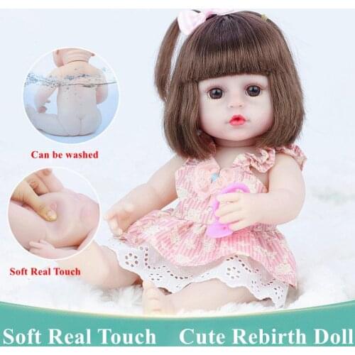 38cm Reborn Baby Toddler Doll Girl Pink Princess Soft Full Silicone Vinyl Body Drinking Water Function 3D Eyes Doll Toy Gifts
