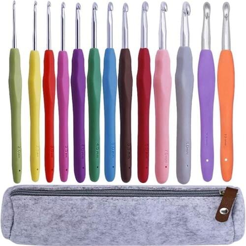 LMDZ 13 Pcs Crochet Hook Set Large Crochet Hooks Knitting Needles Soft Grip Crochet Needle Weave Yarn Needles Set with Case