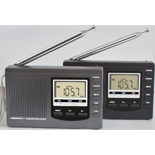 Multiband FM Radio MW SW Digital Alarm Clock LCD Screen Portable FM Radio Receiver with Earphone HRD-310