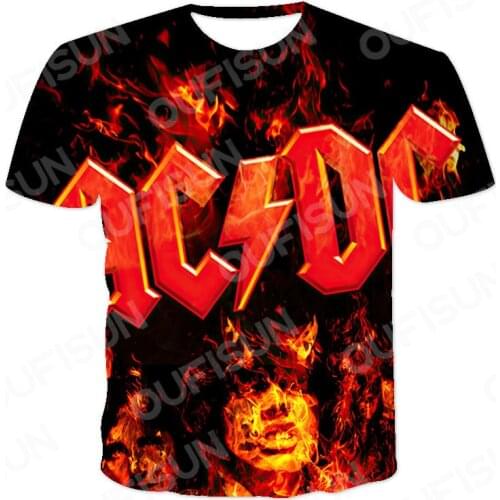 2021 new hot sale 3D printing rock letter T-shirt mens cool 3D style pattern summer trend short sleeve 0 top