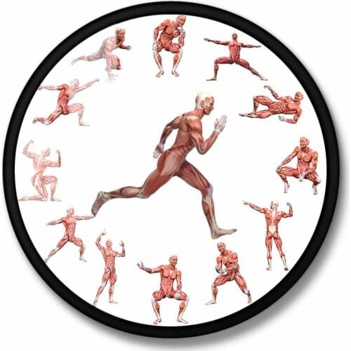 Anatomical Running Man Wall Clock Minimalist Anatomy Art Male Musculature Wall Watch Muscle In Action Clock Medical Office Décor