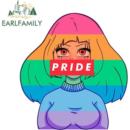 EARLFAMILY 13cm x 11.8cm for Anime Rainbow Pride Decal Motorcycle Car Bumper Window Stickers 3D Funny Waterproof Decoration