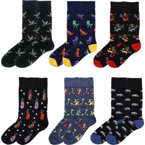 Harajuku Socks high quality animal cartoon Elephant Pattern Long Tube Happy Men Socks Novelty Skateboard Crew Casual Crazy Socks