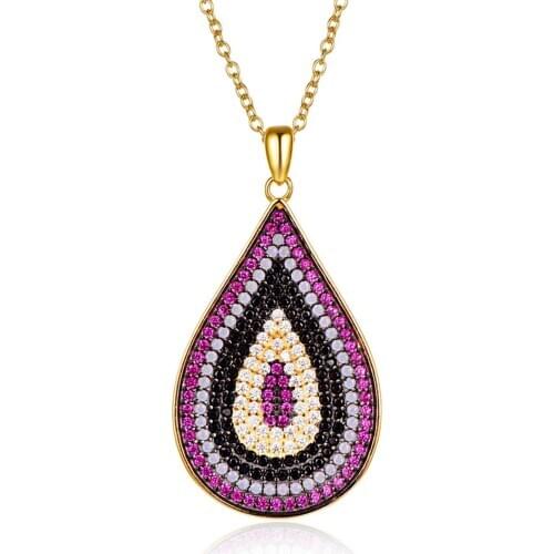 New Stone Drop-shaped 925 Sterling Silver Necklace Women Fashion Jewelry for Wedding and Engagement