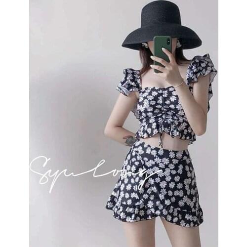 Beach Wear Women Bath Suit One Piece Swimsuit Female Bathing Cute Japanese Girls High Waist Skirt Print Polyester Sierra Surfer