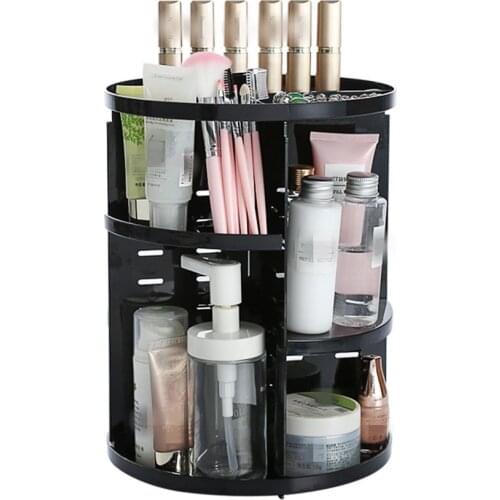 360-Degree Assembled rotatable storage shelf cosmetics skin care products for cosmetics and jewelry clean table and easy access