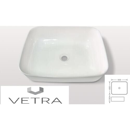 Basin VERONA porcelain white RECTANGULAR on countertop 50X40X13.5 CM VETRA