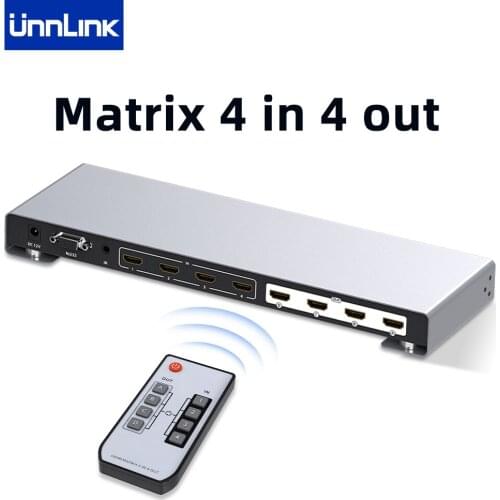 Unnlink 4K 4 Ports HDMI-compatible KVM Switch with Hotkey 1080P@60Hz 4USB Share Monitor Printer Keyboard Mouse for 4 pcs laptops