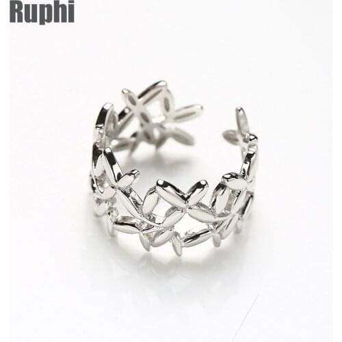 Silver color olive leaves open finger ring custom design handmade finger ornaments jewelry