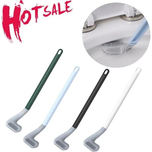 Silicone Toilet Brush Non-slip Long Handle Toilet Cleaning Brush Toilet Cleaning Brush Bendable Silicone TPR Brush Head Bathroom