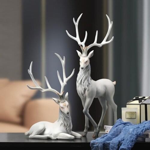 Nordic Modern Luxury Creative Multicolor Elk Resin Ornaments Living Room Porch High End Housewarming Gifts