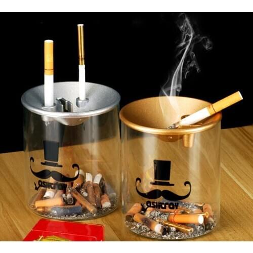 2pcs/set Glass Ashtray Creative Household Living Room Office Windproof Ash Tray Container Fashion Smoking Holder Product