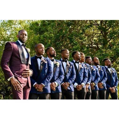 Country Weddings Wedding Tuxedos Formal Navy Blue Slim Fit Groom Tuxedos Suits Wedding/Prom Best Man Blazer ( Jacket+Pants)