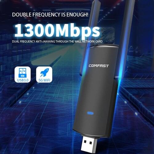 USB WiFi Adapter 1300Mbps/1200Mbps2.4G/5.8G WiFi Antenna Dual-band 802.11b/n/g/ Mini Wireless Computer Network Card Receive