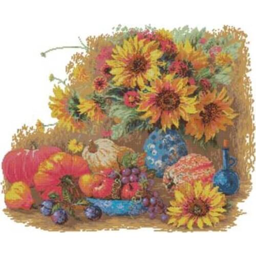 Bright chrysanthemum vase Counted Cross Stitch 11CT 14CT 18CT DIY Cross Stitch Kits Embroidery Needlework Sets home decor