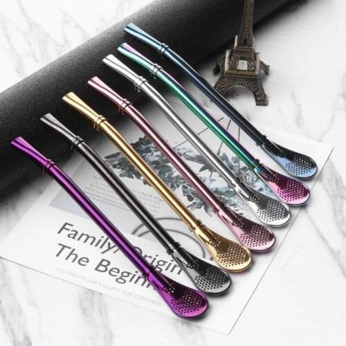 1Piece Stainless Steel Tea Filter Rosegold Yerba Mate Drinking Straw Tea Strainer Gourd Washable Drinking Straws Tea Tool