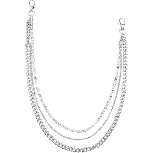 1PCS Punk Vintage Silver Pants Waist Chain For Men Women Metal Shorts Chain Wild Personality Pants Chain Unisex HipHop Jewelry