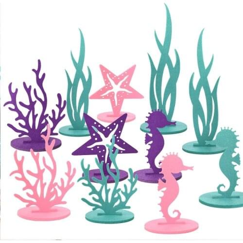 2Pcs DIY Mermaid Party Little Mermaid Decoration Felt Table Centerpiece Under the Sea Kids Birthday Party Baby Shower Supplies